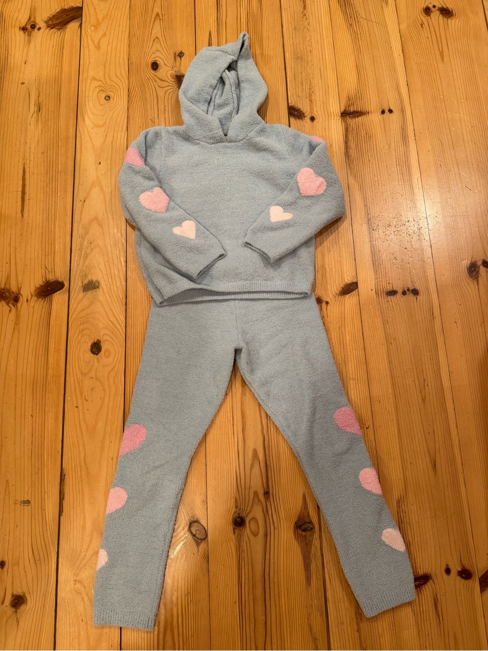 Chaser Light Blue Hoodie & Leggings Set with Pink Hearts size 14